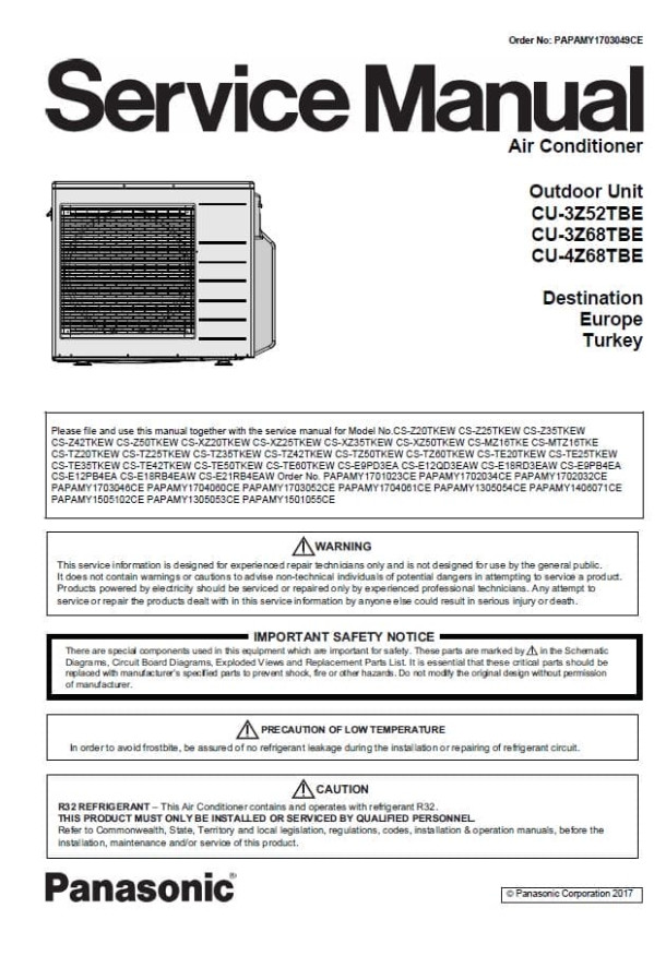 CU-3Z52TBE, CU-3Z68TBE, CU-4Z68TBE